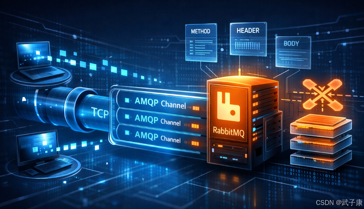 Java-204 RabbitMQ Connection/Channel 工作流程：AMQP 发布消费、抓包帧结构与常见坑